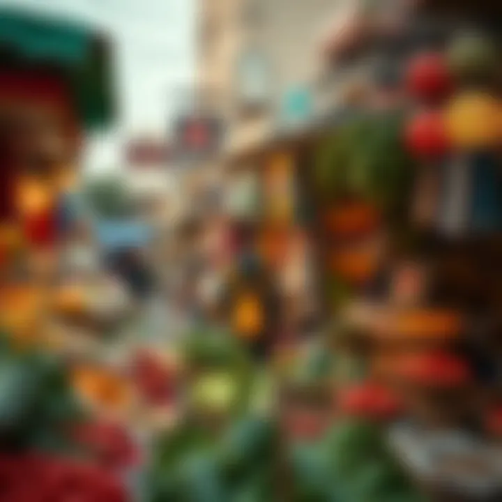 A vibrant local market in Al Bader filled with fresh produce and goods.