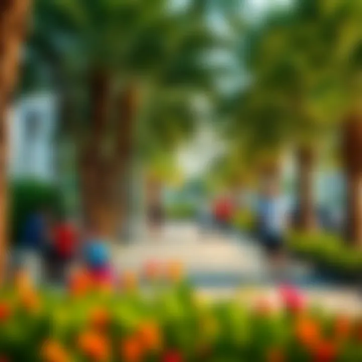 Community park in Al Barsha with families enjoying leisure time