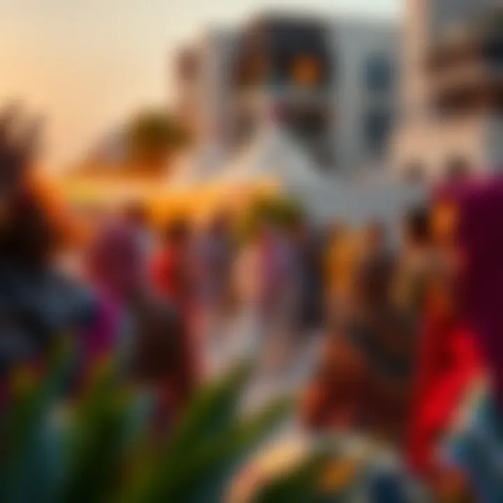 Vibrant community gathering at Al Hawaa Residence highlighting local culture