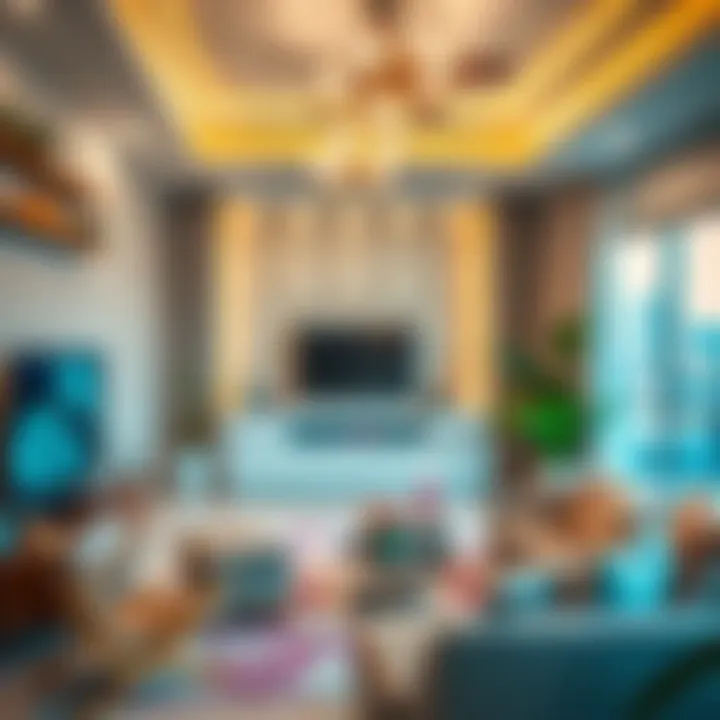 Charming interior design of a living space in Al Hawaa Residence