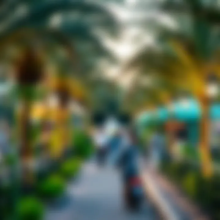 Vibrant Atmosphere at Al Khawaneej Walk Vibrant atmosphere at Al Khawaneej Walk featuring lush greenery and dynamic walkways