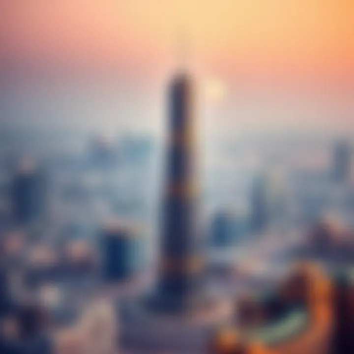 Al Meraikhi Tower in its Urban Context Panoramic view of Al Meraikhi Tower surrounded by urban developments