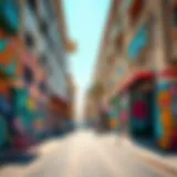 A vibrant street art mural in Al Quoz