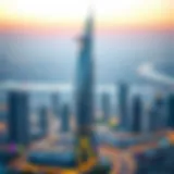 Panoramic view of Al Safa Tower against Dubai skyline
