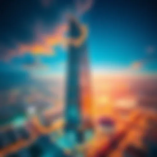 Aerial Perspective of Al Waleed Tower Aerial view of Al Waleed Tower showcasing its unique architectural design