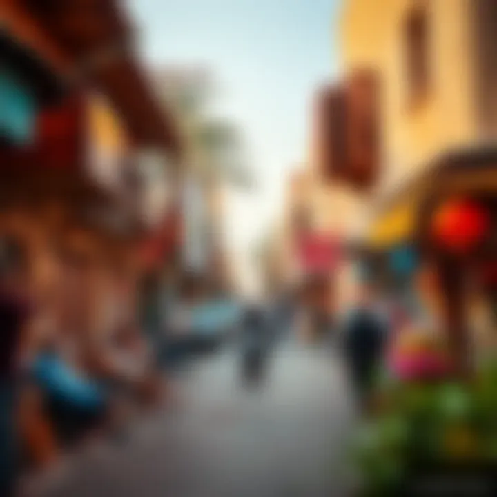 Community Life in Al Wasl Village A vibrant street scene capturing the local community atmosphere in Al Wasl Village