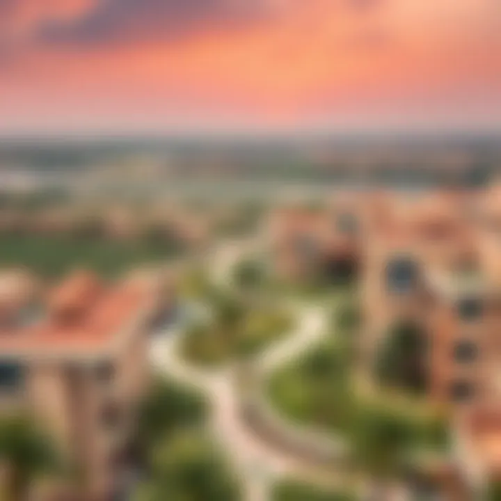 Panoramic view of Al Wasl Village showcasing its unique architecture and greenery