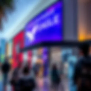 Engaging Brand Promotions at American Eagle DFC Brand promotional display at American Eagle DFC attracting consumers