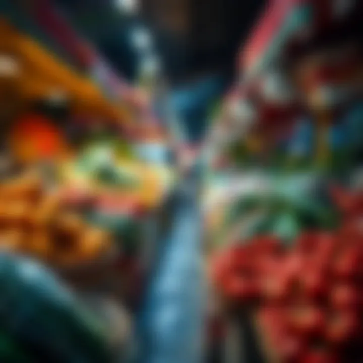 Vibrant stalls with fresh produce