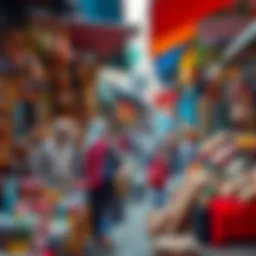 Market scene showcasing diverse products