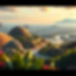 A panoramic view showcasing the lush landscapes of Arjan.