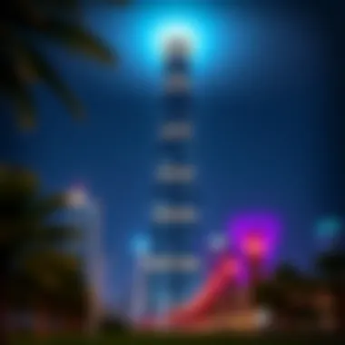 Stunning view of ASB Tower illuminated at night