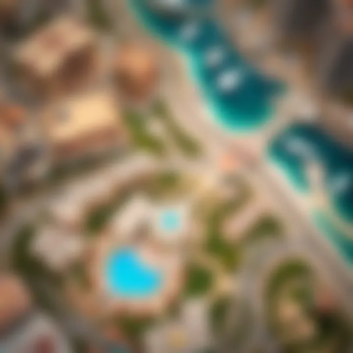 Aerial view of Azizi Montrell and its scenic surroundings in Dubai