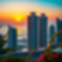 Stunning view of Bermuda Views towers at sunset