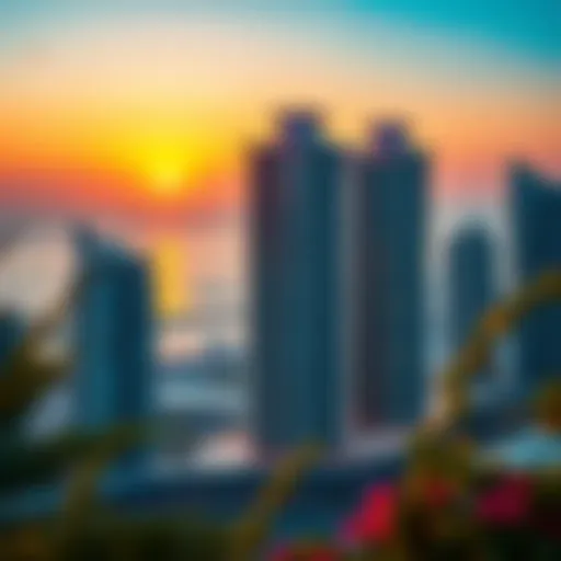 Stunning view of Bermuda Views towers at sunset