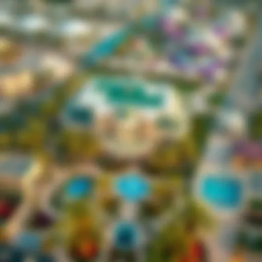 Aerial view of Binghatti Gardens showcasing unique architecture