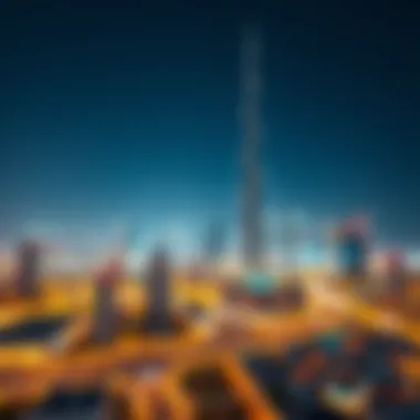 A panoramic view of Dubai's skyline with BM Tower as a focal point