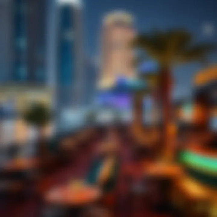 Lively waterfront area in Business Bay with dining options