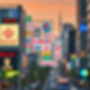 Cultural diversity represented through various company logos in International City