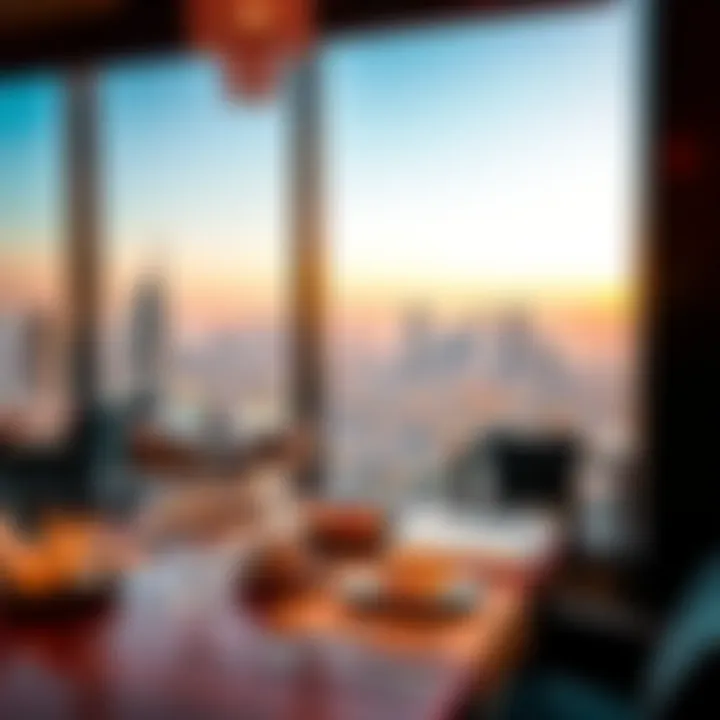 Culinary Delights Overlooking the Cityscape Luxurious dining experience with a panoramic view