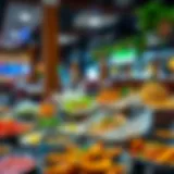 International Culinary Delights in Dubai Sports City Diverse array of dishes showcasing international cuisines