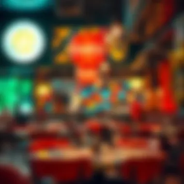 Lively restaurant ambiance with vibrant decor