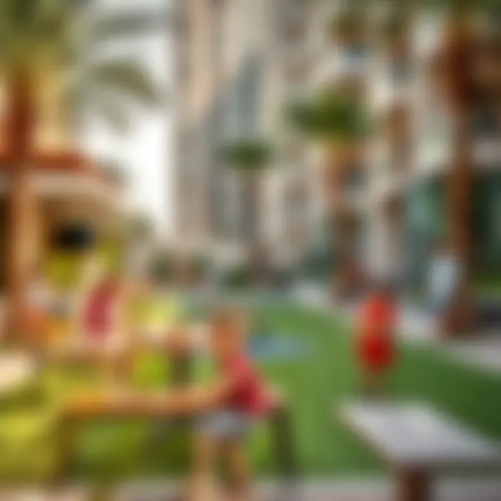 Children playing and socializing in the outdoor common areas of Discovery Gardens.