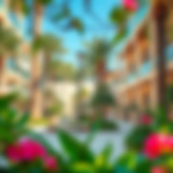 A vibrant outdoor community space within DMCC JLT filled with greenery