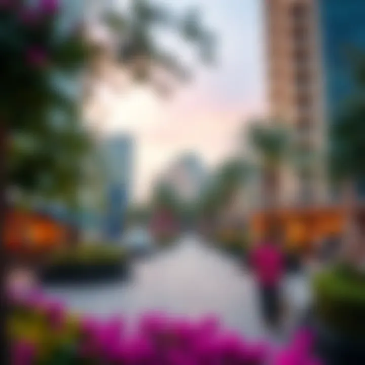 An array of leisure activities available in DMCC JLT, showcasing parks and cafes