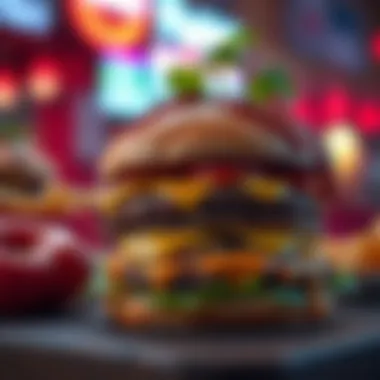 Gourmet Burger Experience A close-up of a juicy burger with gourmet toppings