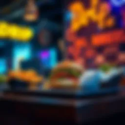 A vibrant presentation of Drip Burgers showcasing their signature dishes