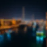 A breathtaking view of Dubai Creek Harbour illuminated at night