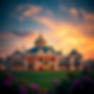 The architectural beauty of the Dubai Emirates Golf Club clubhouse at sunset