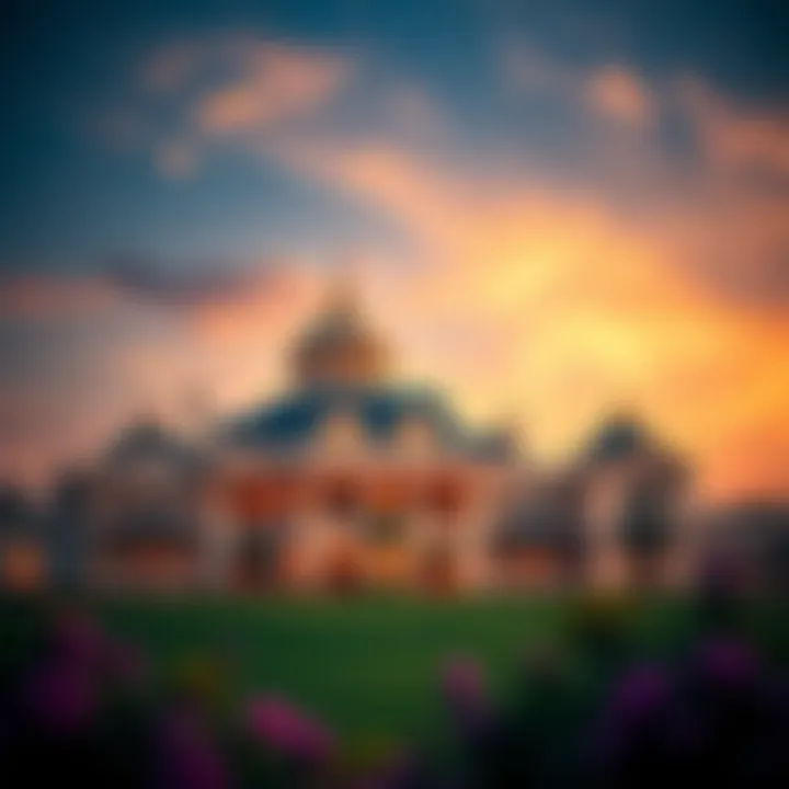 The architectural beauty of the Dubai Emirates Golf Club clubhouse at sunset