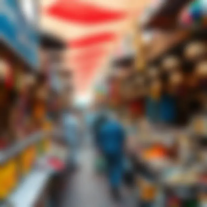 Colorful markets filled with local crafts and spices, representing Dubai's cultural richness.