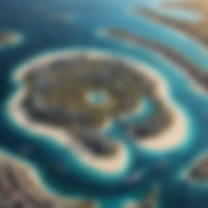 Aerial view of The World Islands in Dubai showcasing the unique shape of the islands