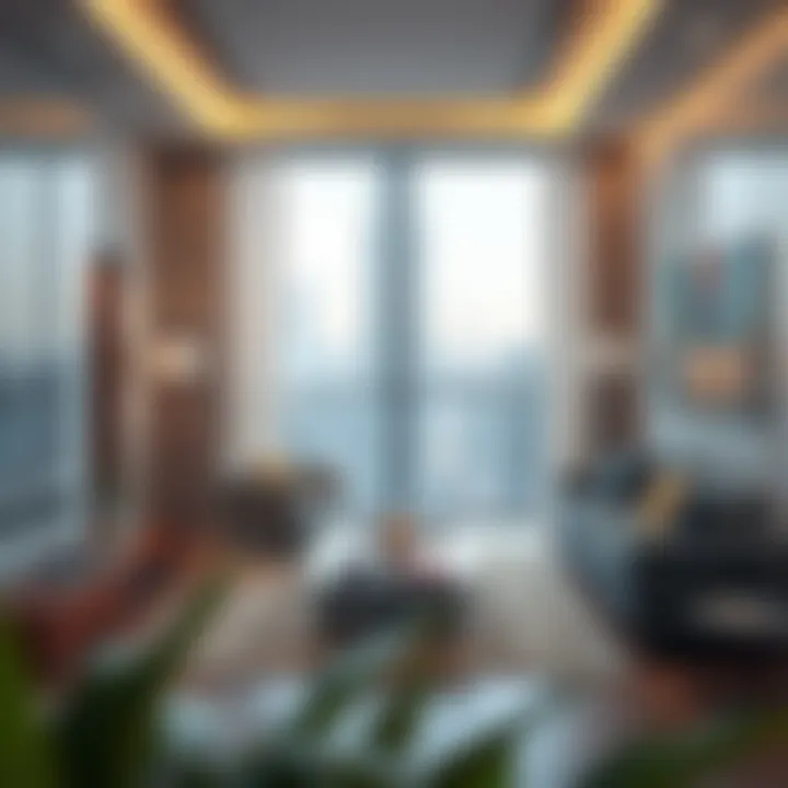 Interior view of a luxurious apartment in Dunya Tower depicting modern living