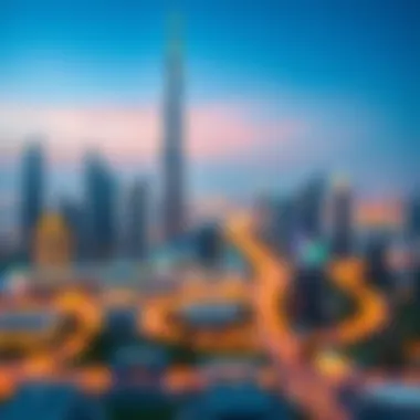 Panoramic skyline of Dubai featuring Durrat Al Marsa Tower