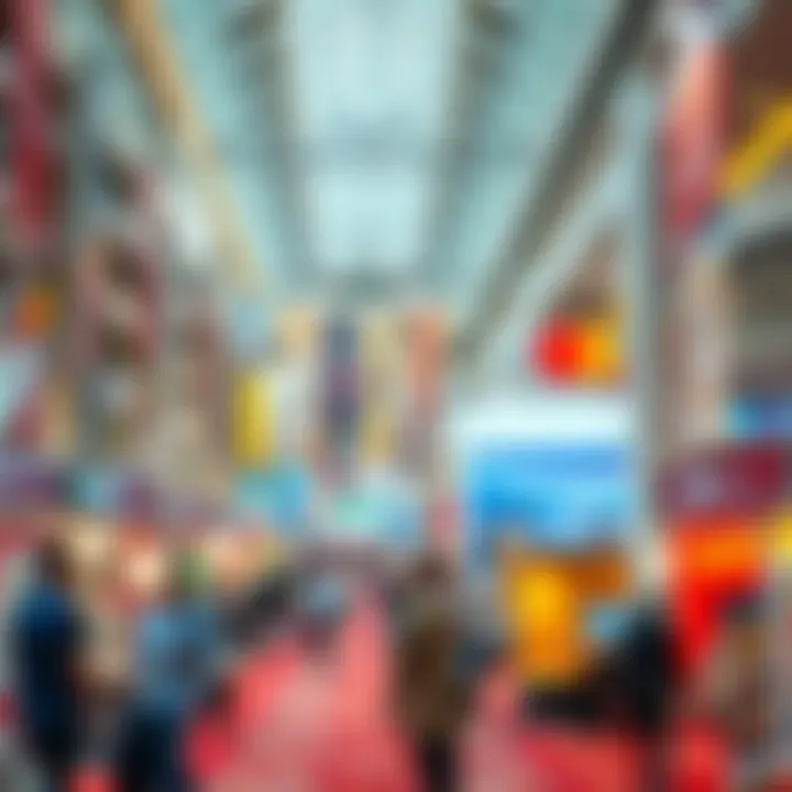 Vibrant Trade Exhibitions at the Center Interior view of a bustling trade exhibition at the Dubai Trade Center