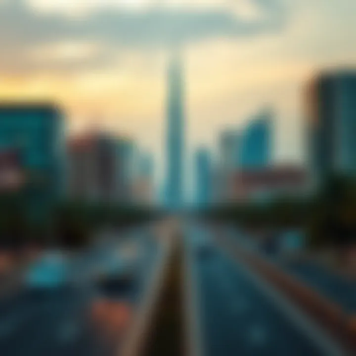 Iconic landmarks along Sheikh Zayed Road including the Burj Khalifa and Dubai Marina