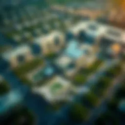 Aerial view of Emaar Business Park Greens showcasing its modern architecture and layout