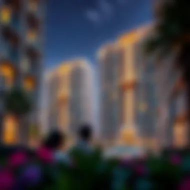 Luxurious residential buildings representing modern living in Emerald Oud Metha