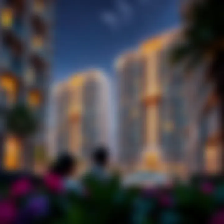 Luxurious residential buildings representing modern living in Emerald Oud Metha