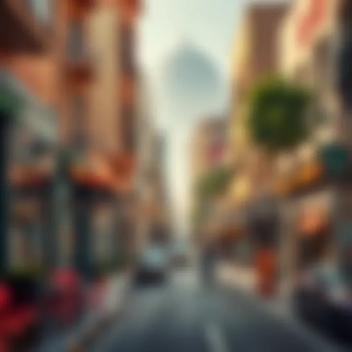 Charming street in Emerald Oud Metha filled with local cafes and shops