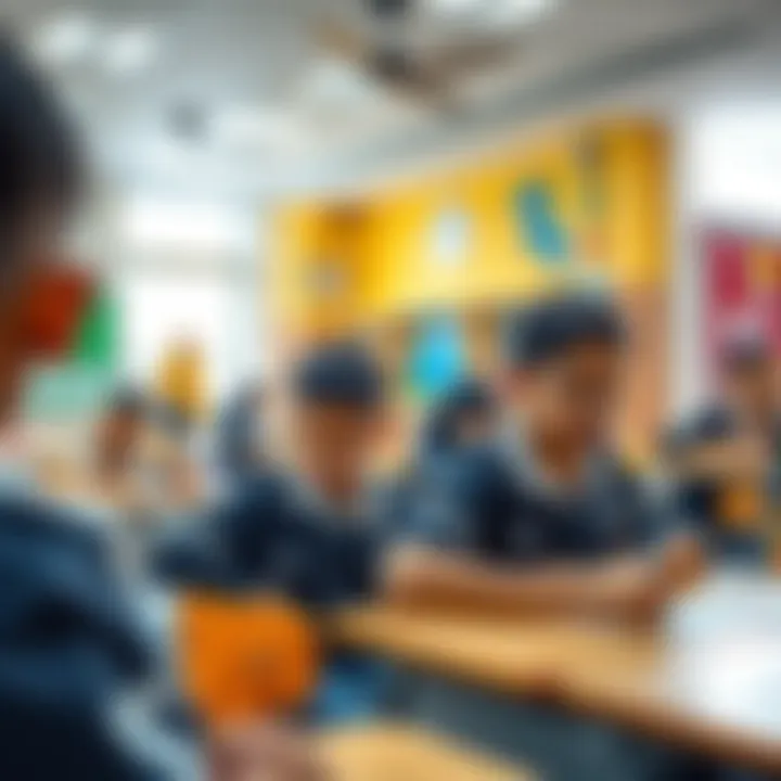 Dynamic Learning Environment at Emirates National School Students engaged in interactive learning activities within the school's vibrant classrooms