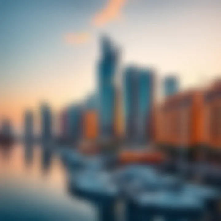 A stunning view of Escan Tower Marina at sunset