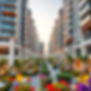 Residential Developments in Dubai Land Modern residential developments in Dubai Land surrounded by greenery and amenities.