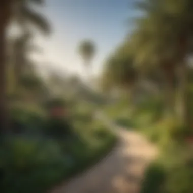 Lush Landscape of Jebel Ali Gardens A stunning view of the Jebel Ali Gardens landscape showcasing its lush greenery