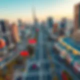 A panoramic view of 611 Road showcasing its vibrant urban landscape