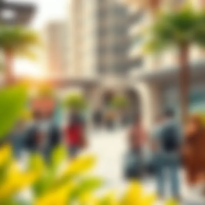 Community Interaction at Al Ahli Building The communal spaces around the Al Ahli Building filled with vibrant community interactions